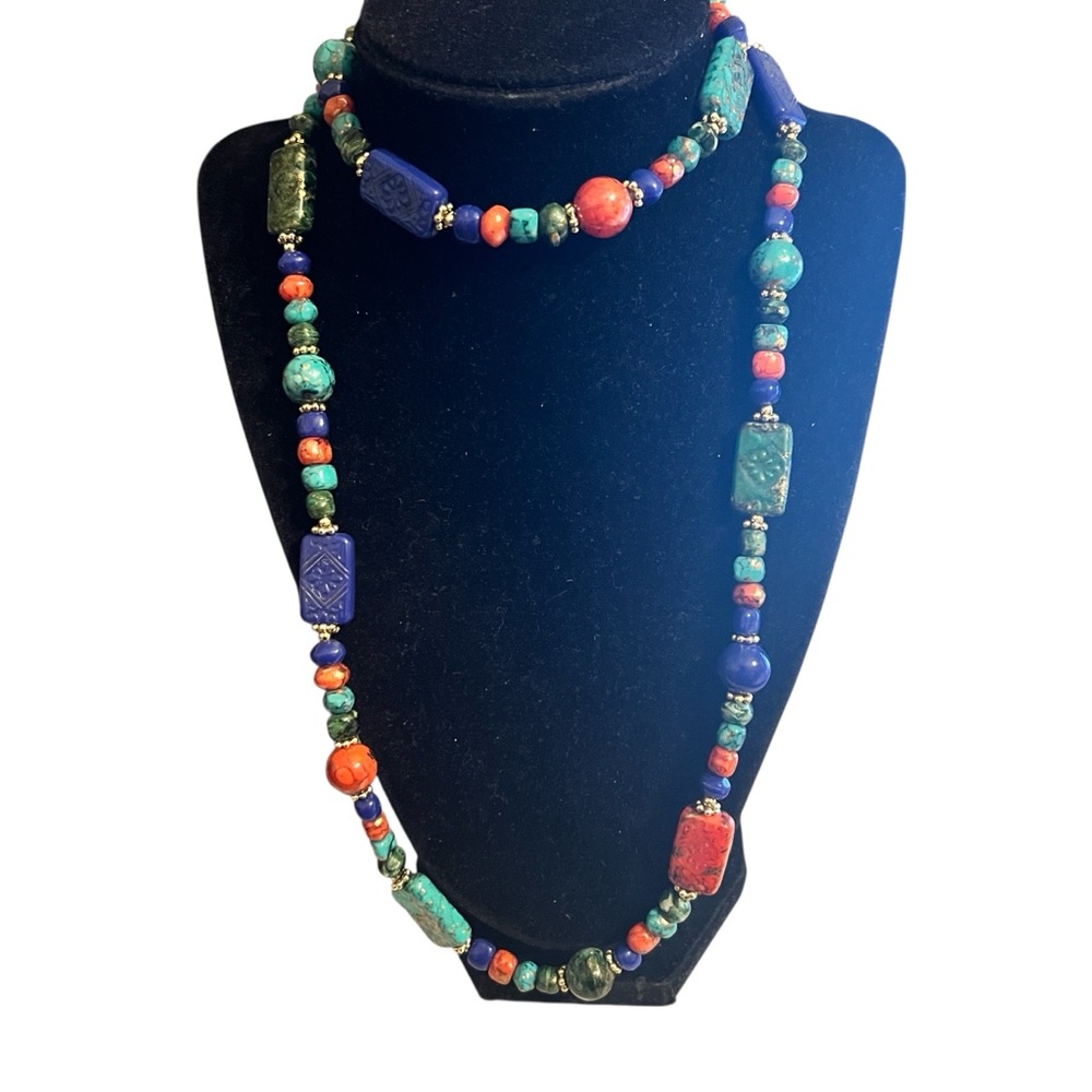 Colorful Beaded Long 17” Necklace